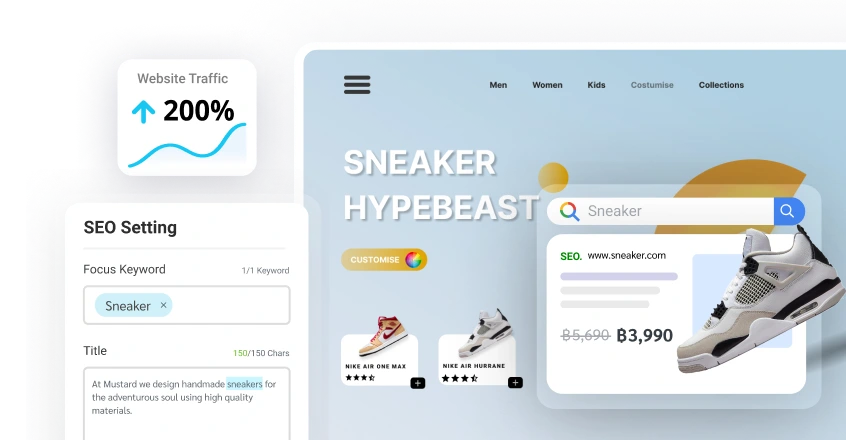 Introducing SEO features that can optimize each section of web pages, helping websites achieve top rankings quickly in search results, is crucial for creating websites using the website builder MakeWebEasy.